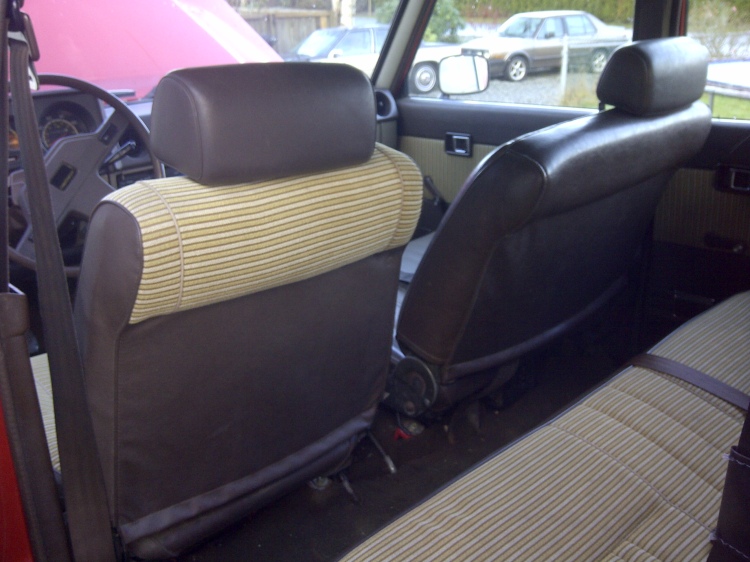 Rear view of two person front passenger seat.